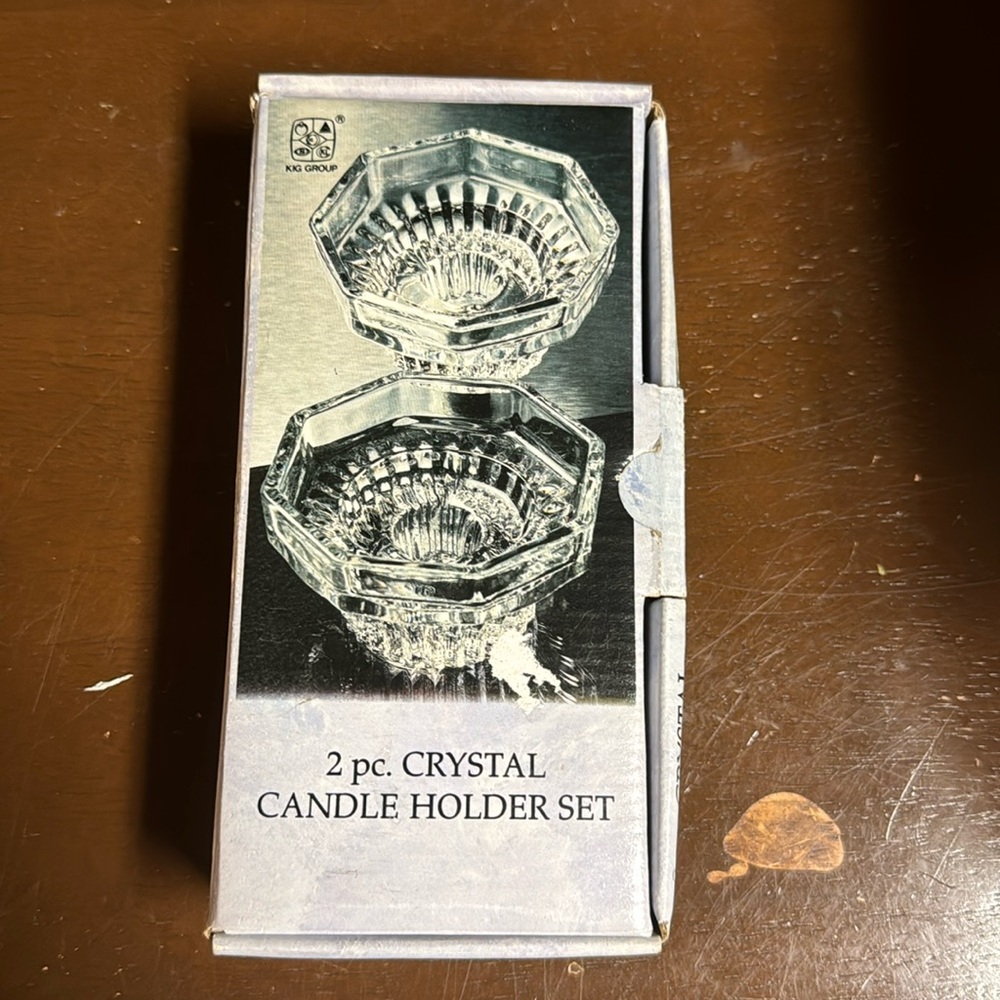 2 pc crystal candle holder set